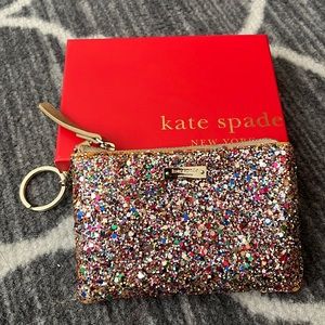 Kate spade glittery coin card wallet EUC